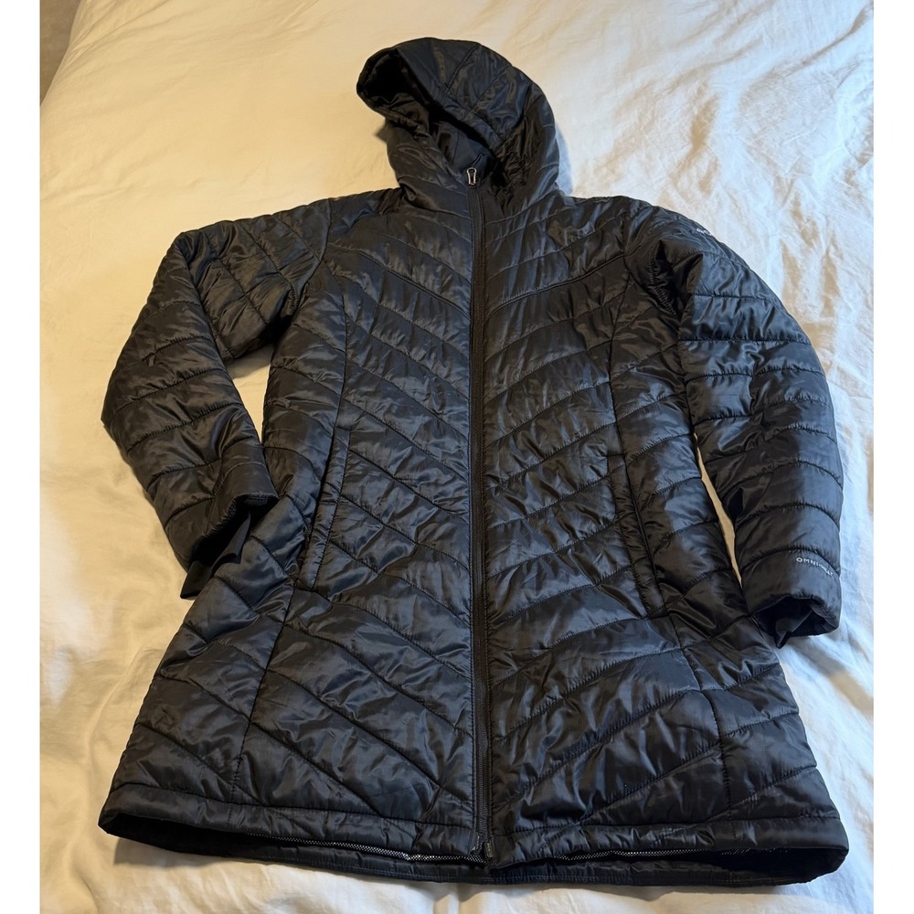 Columbia Omni Heat Long Hooded Puffer Coat Black Women's L